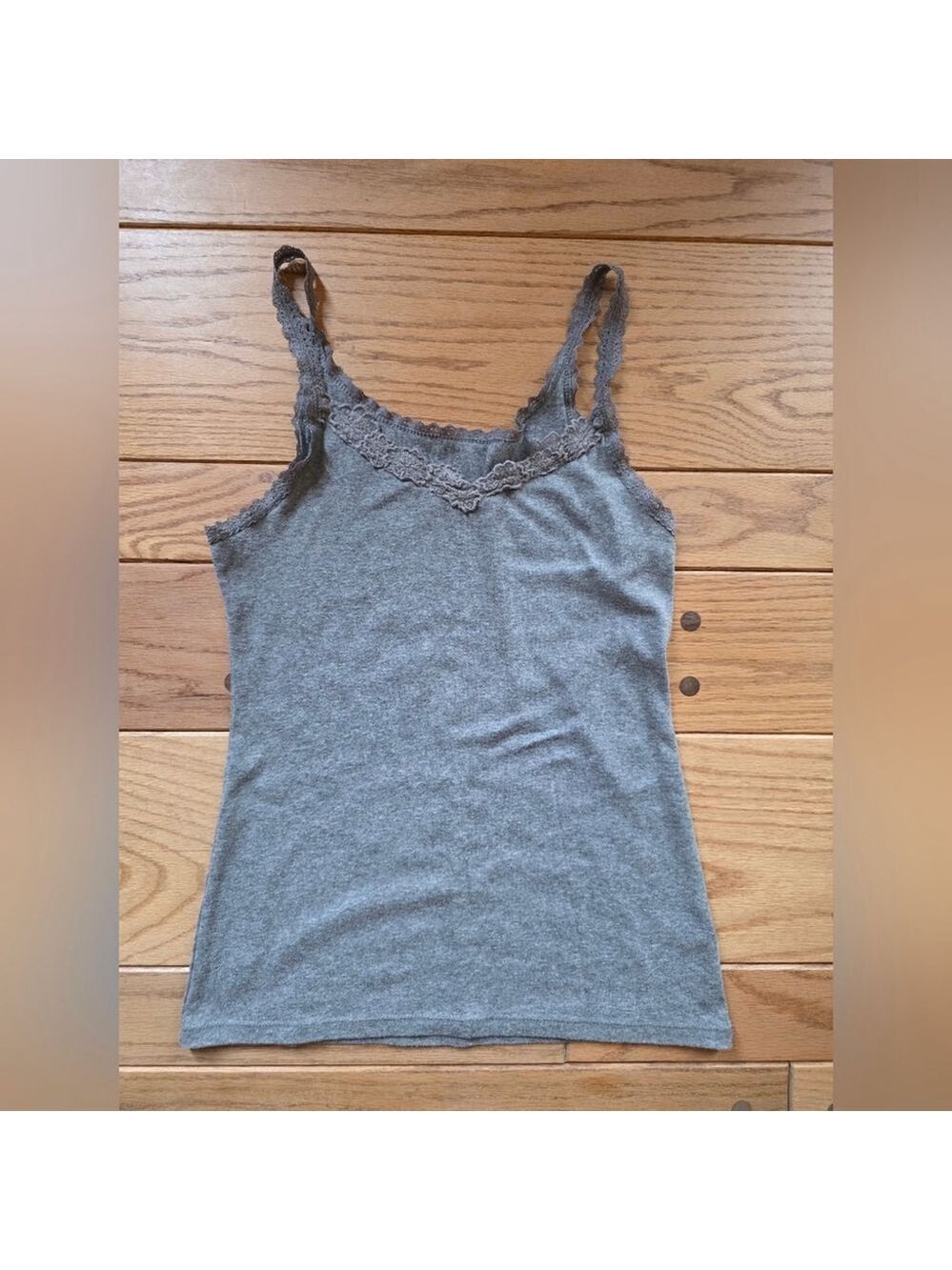 Mossimo Gray Lace Trim Top Women's